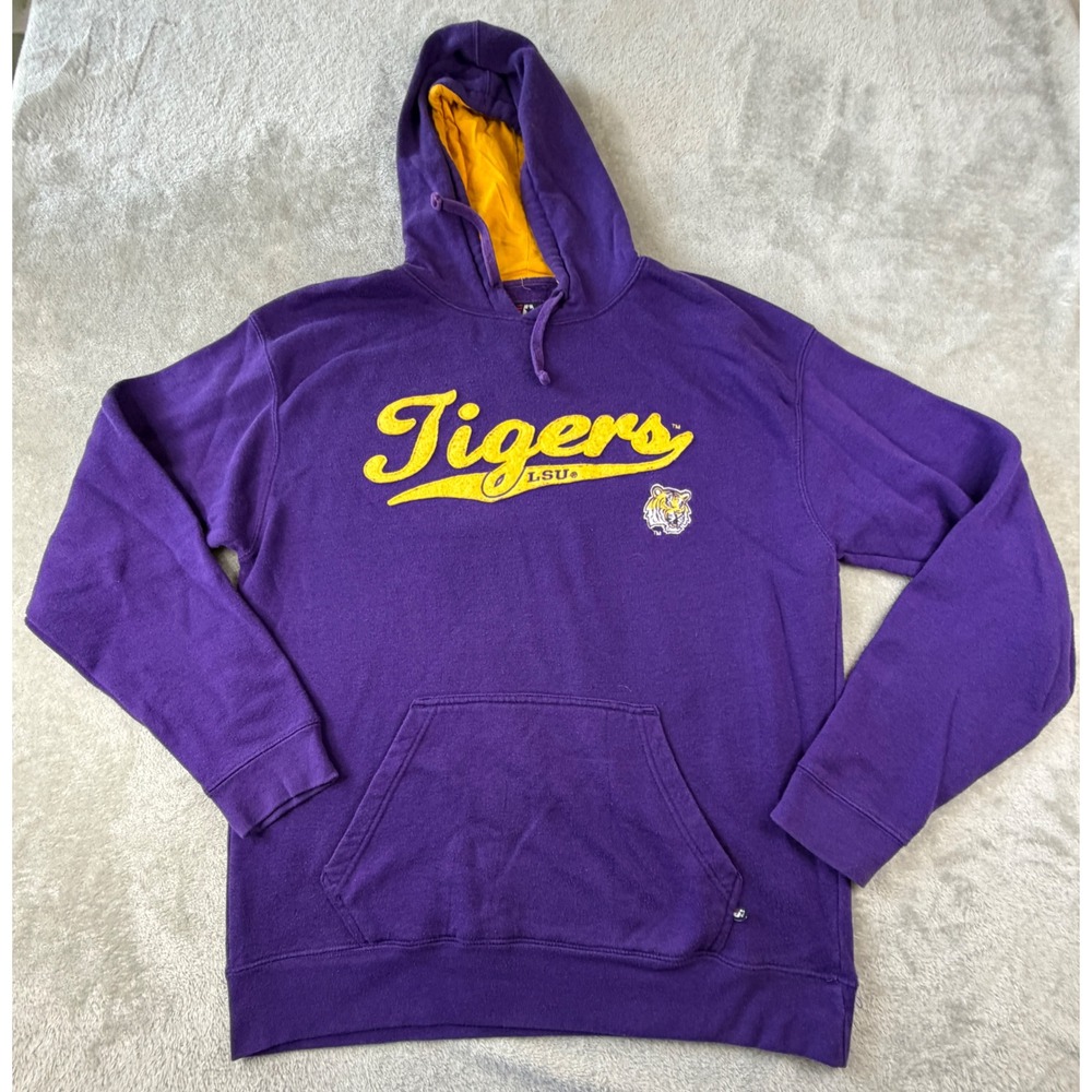 J. America LSU Tigers Hoodie Mens Large Purple NCAA Football Pullover Sweatshirt